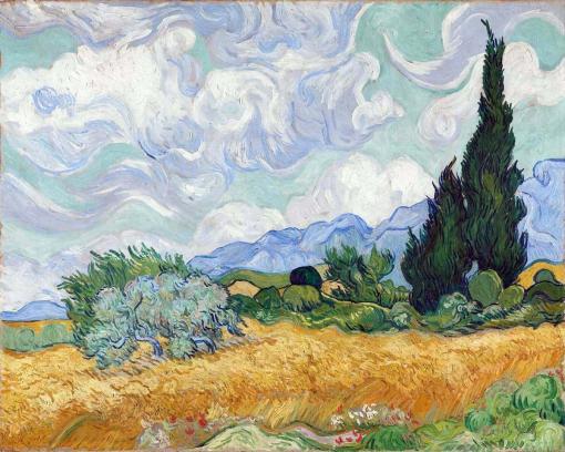 Campo de trigo con cipreses - Vincent Van Gogh