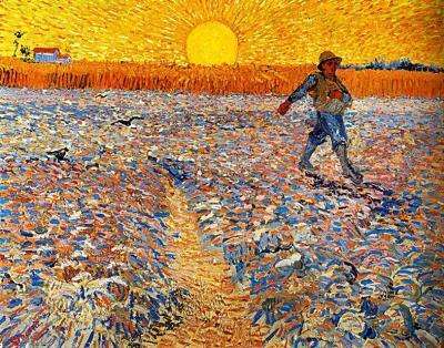 El sembrador a la puesta de sol de Van Gogh