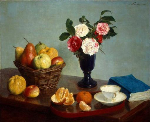 Bodegón de Flores y fruta de Henri Fantin-Latour