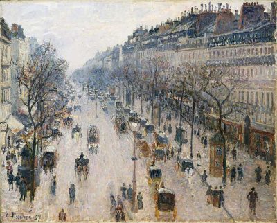 Boulevard Montmartre una mañana de invierno de Camille Pissarro