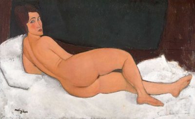 Desnudo mirando por encima de su hombro derecho de Modigliani