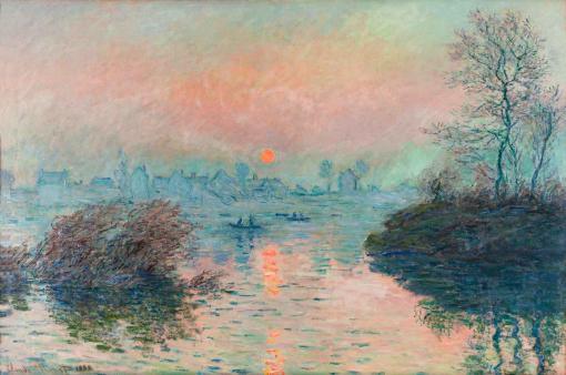 Puesta de sol sobre el Sena en Lavacourt, efecto invierno de Monet