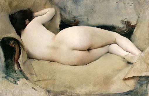 Mujer desnuda echada de espaldas de Ramón Casas