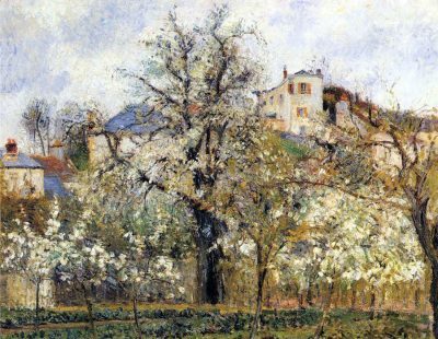 Primavera, ciruelos en flor, de Camille Pissarro