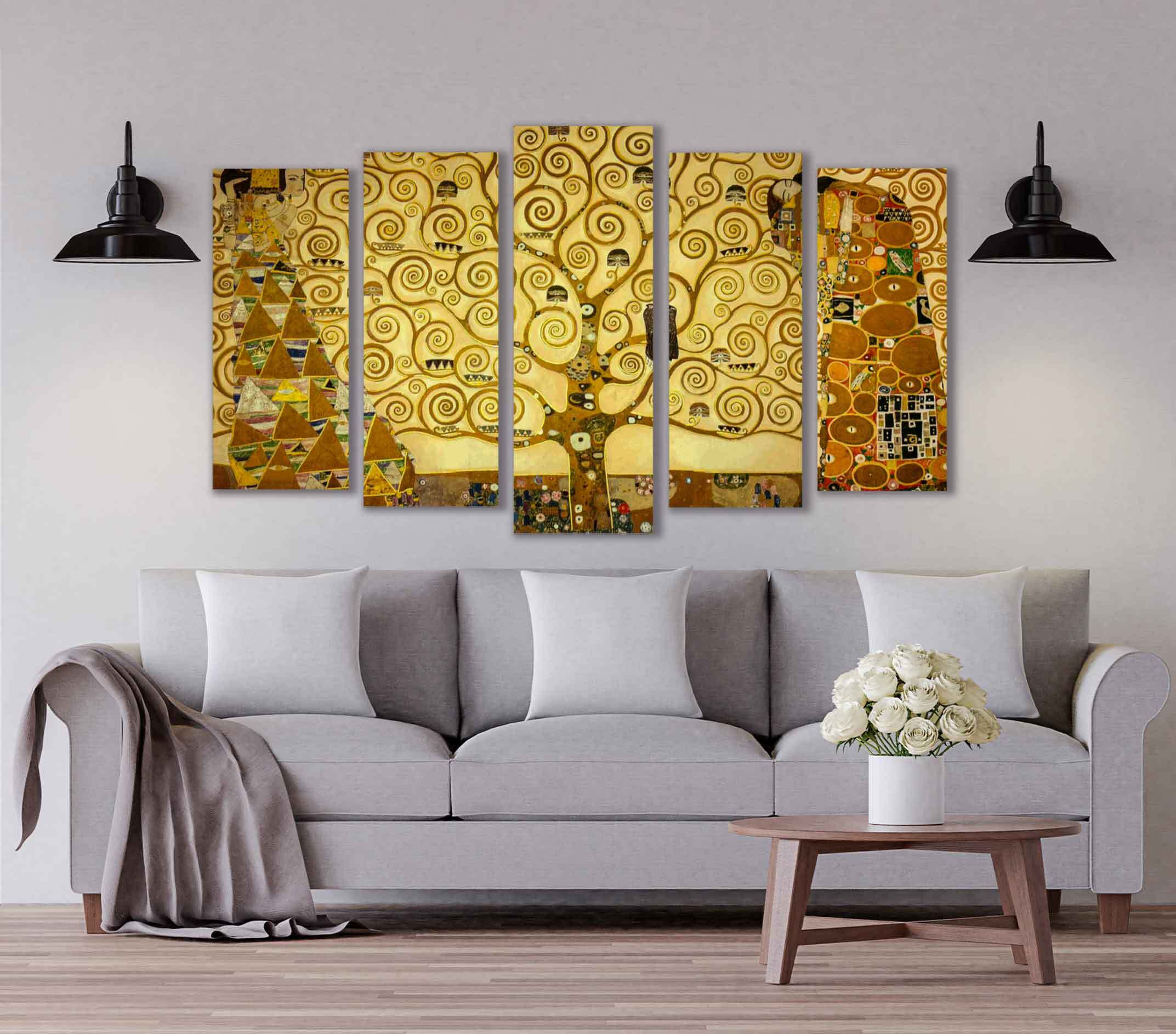 El árbol de la vida cinco piezas - cuadros de Gustav Klimt
