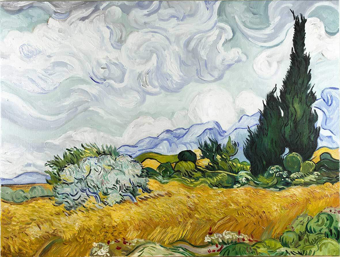 Reproducción de Campo de trigo con cipreses de Van Gogh