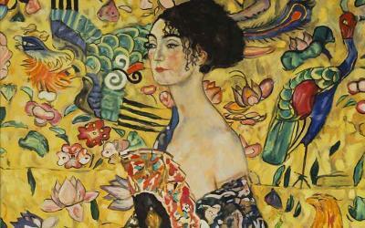 Reproducción de «Mujer con abanico» de Klimt