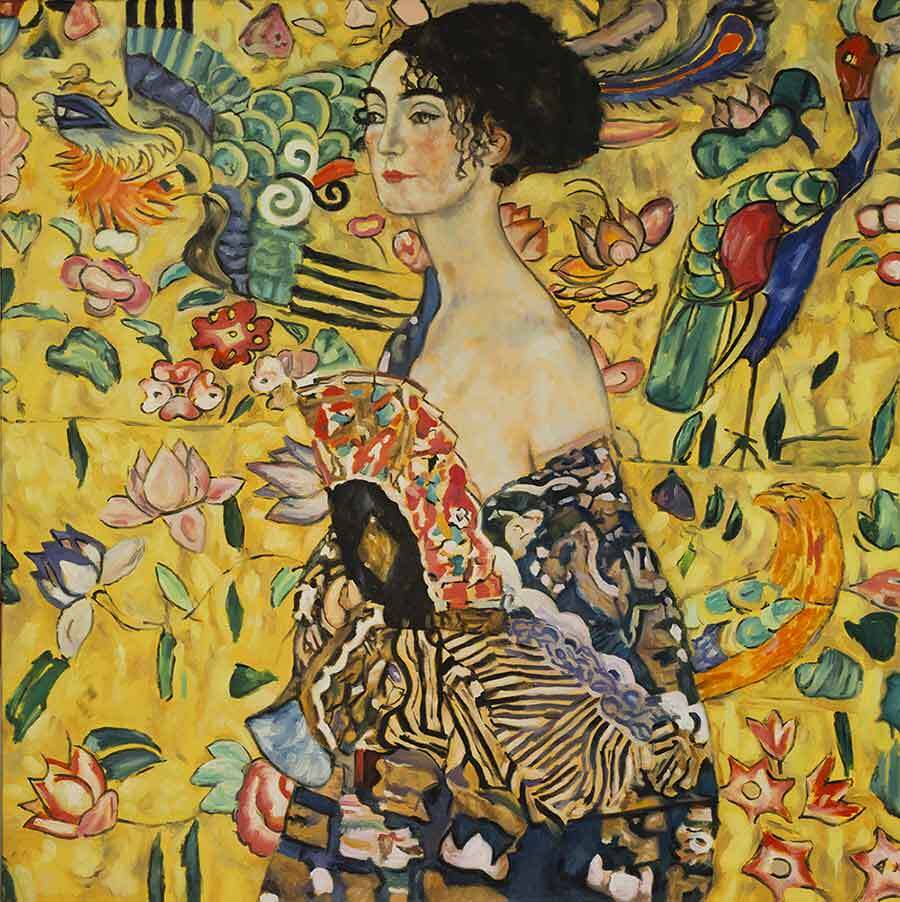 Reproducción de Mujer con abanico de Gustav Klimt