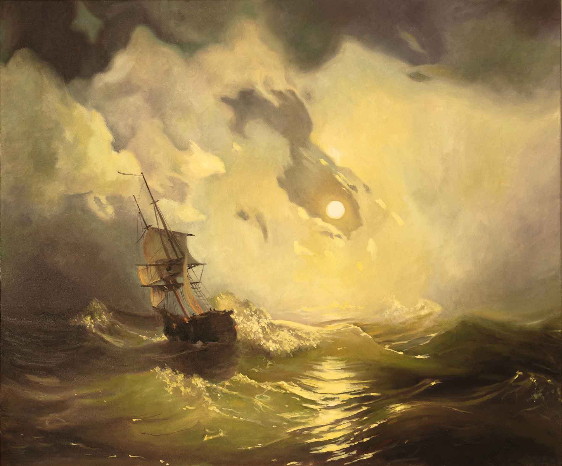 Reproducción de "Tempestad en el mar por la noche", de Iván Aivazovski 