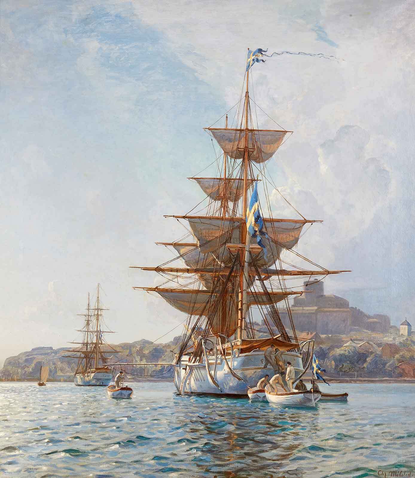 Los buques escuela suecos Falken y Gladan en el puerto de Marstrand, de Christian Molsted