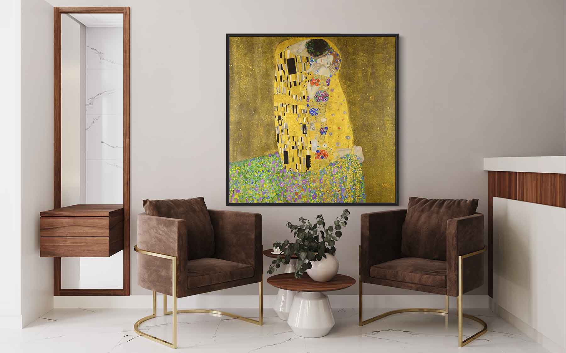 El beso de Klimt con marco
