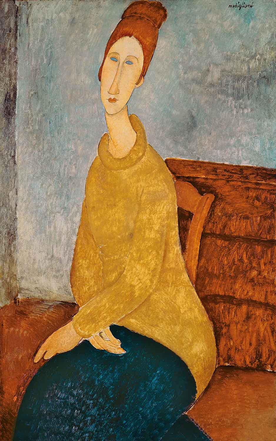 Jeanne Hébuterne con suéter amarillo de Modigliani