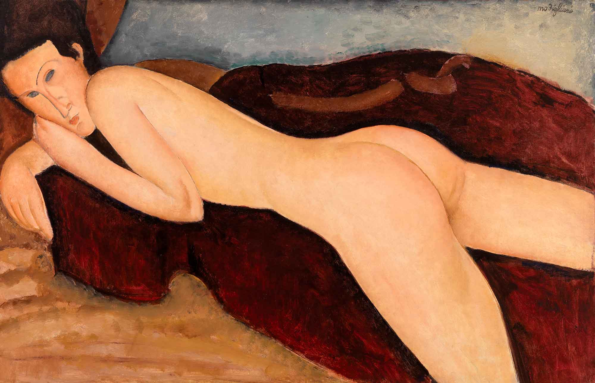 Desnudo reclinado de espaldas, de Modigliani
