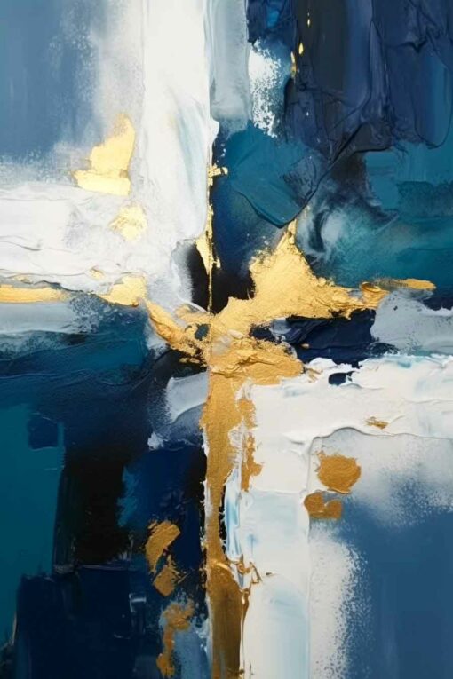 Abstracto con azules, blancos y dorados por Copiamuseo