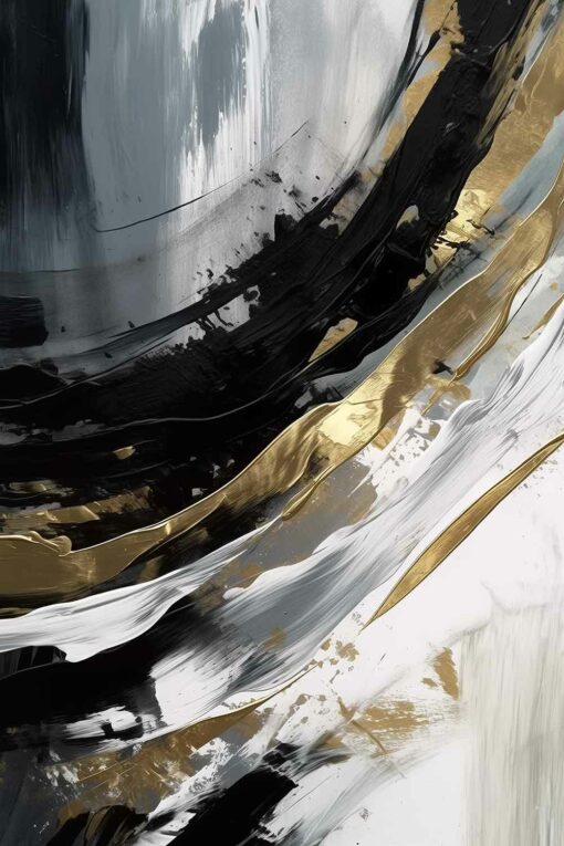 Abstracto con negros, blancos y lineas doradas por Copiamuseo