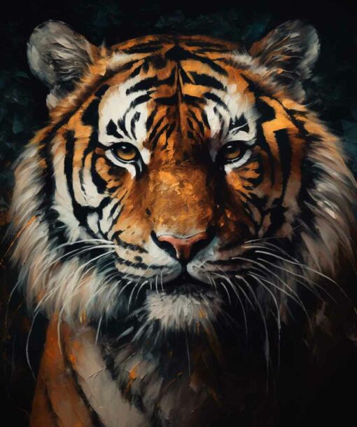 Tigre, felinos, óleo pintado con pincel y espátula