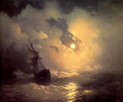 Tempestad en el mar por la noche - Ivan Aivazovsky