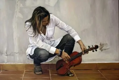 Quiero tocar el violín, pintura realista