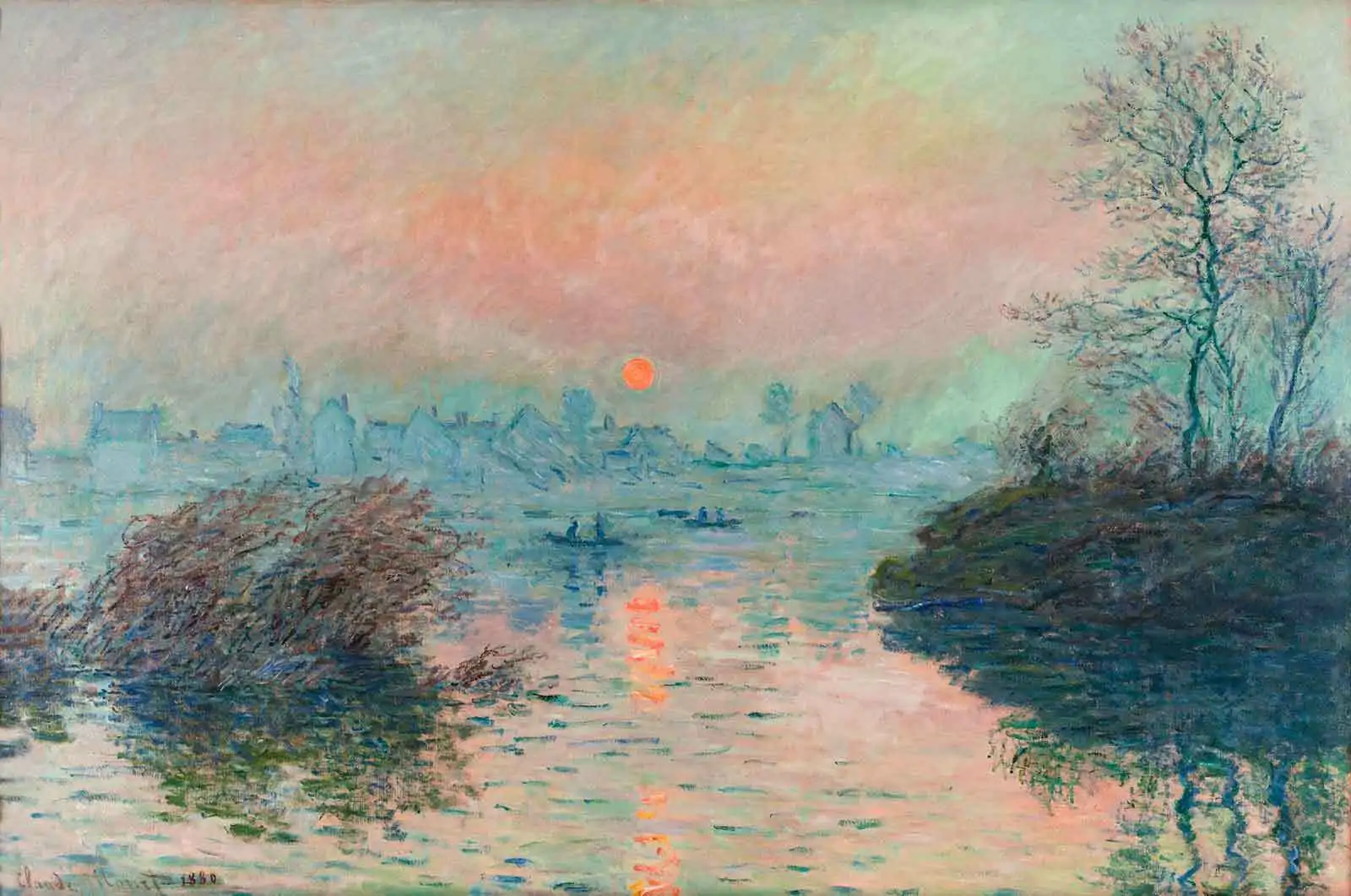 Puesta de sol sobre el Sena en Lavacourt, efecto invierno de Monet