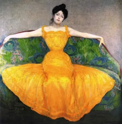 Mujer con un vestido amarillo de Max Kurzweil