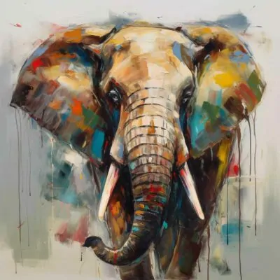 Elefante pintado con acrílicos