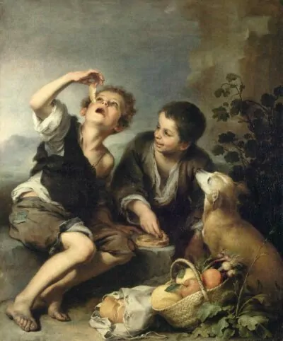 Niños comiendo pastel, de Murillo